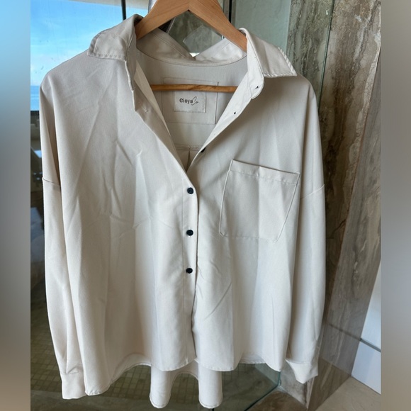 Arty Swing Oversized Cream Button Down 20% off - Picture 1 of 7